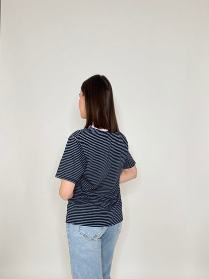 T-shirt righe light cotton Blu Navy