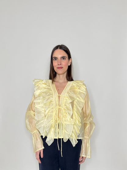 Camicia volant in lyocell con laccetti giallo