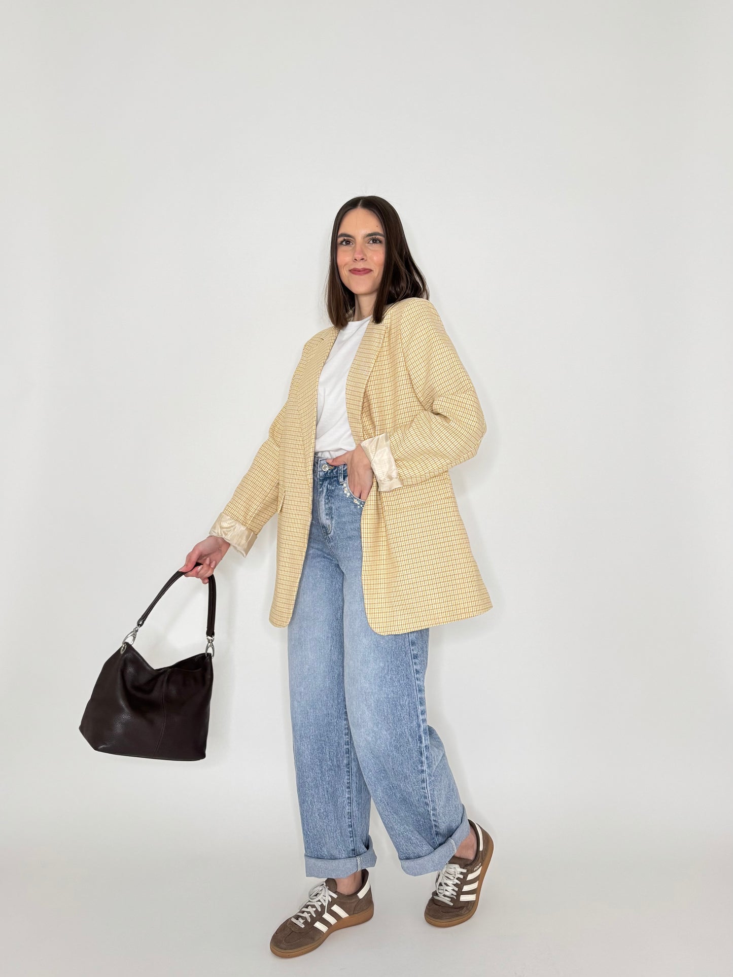 Giacca Spring check in cotone Giallo