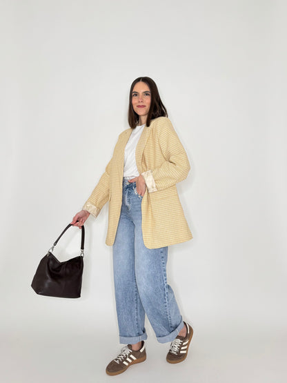 Giacca Spring check in cotone Giallo