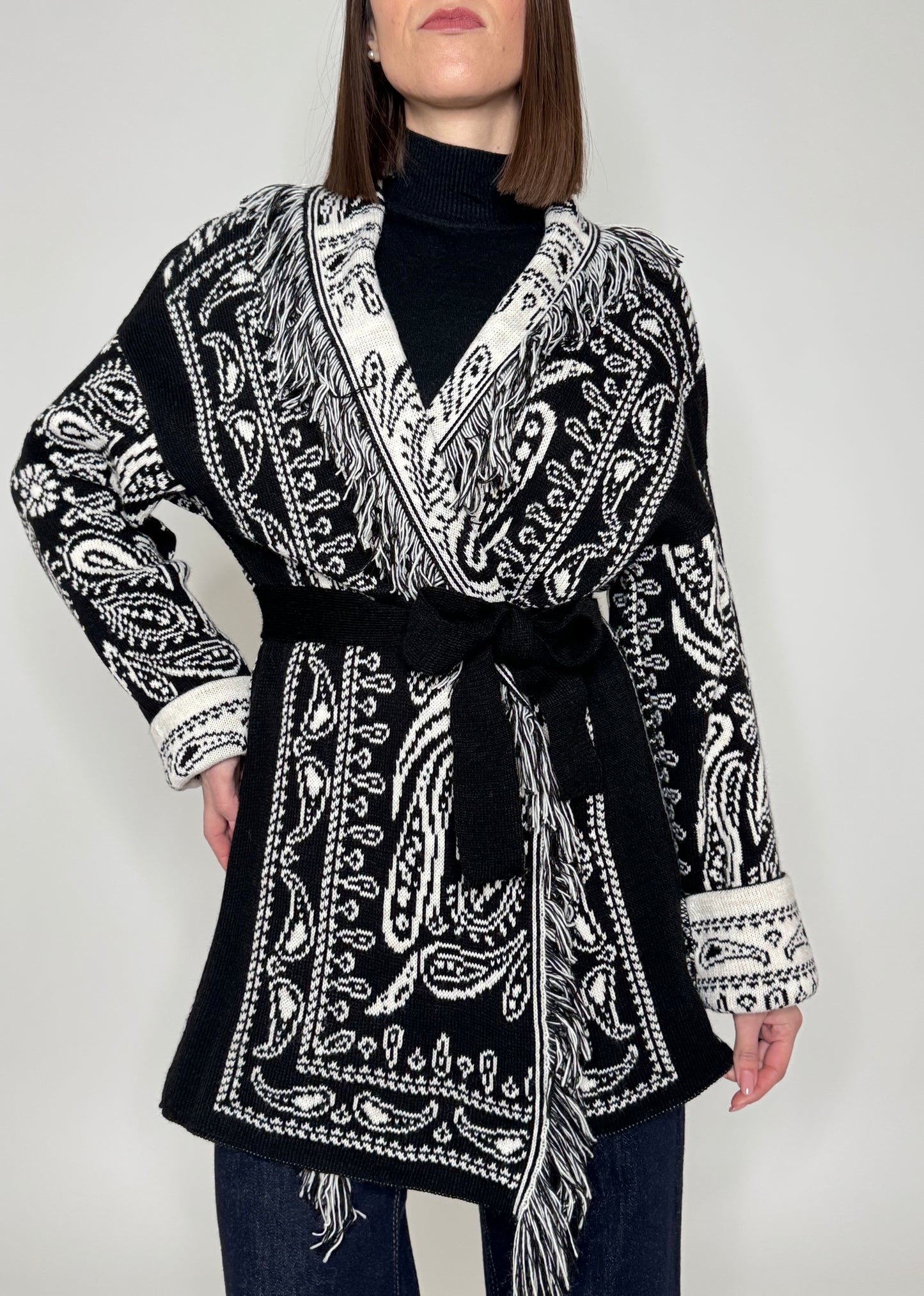 Cardigan bandana Jacquard Nero