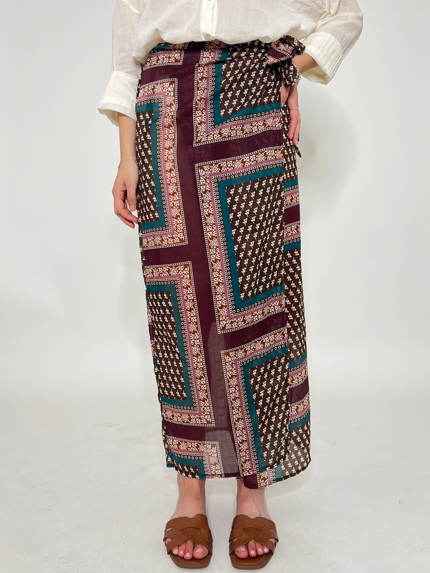 Gonna pareo in fresco cotone fantasia bandana