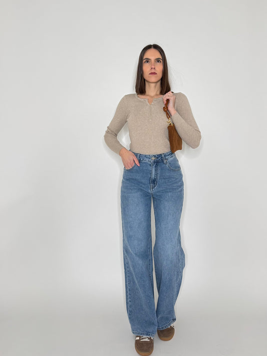 Maglia a costine Viscosa Essential Tortora