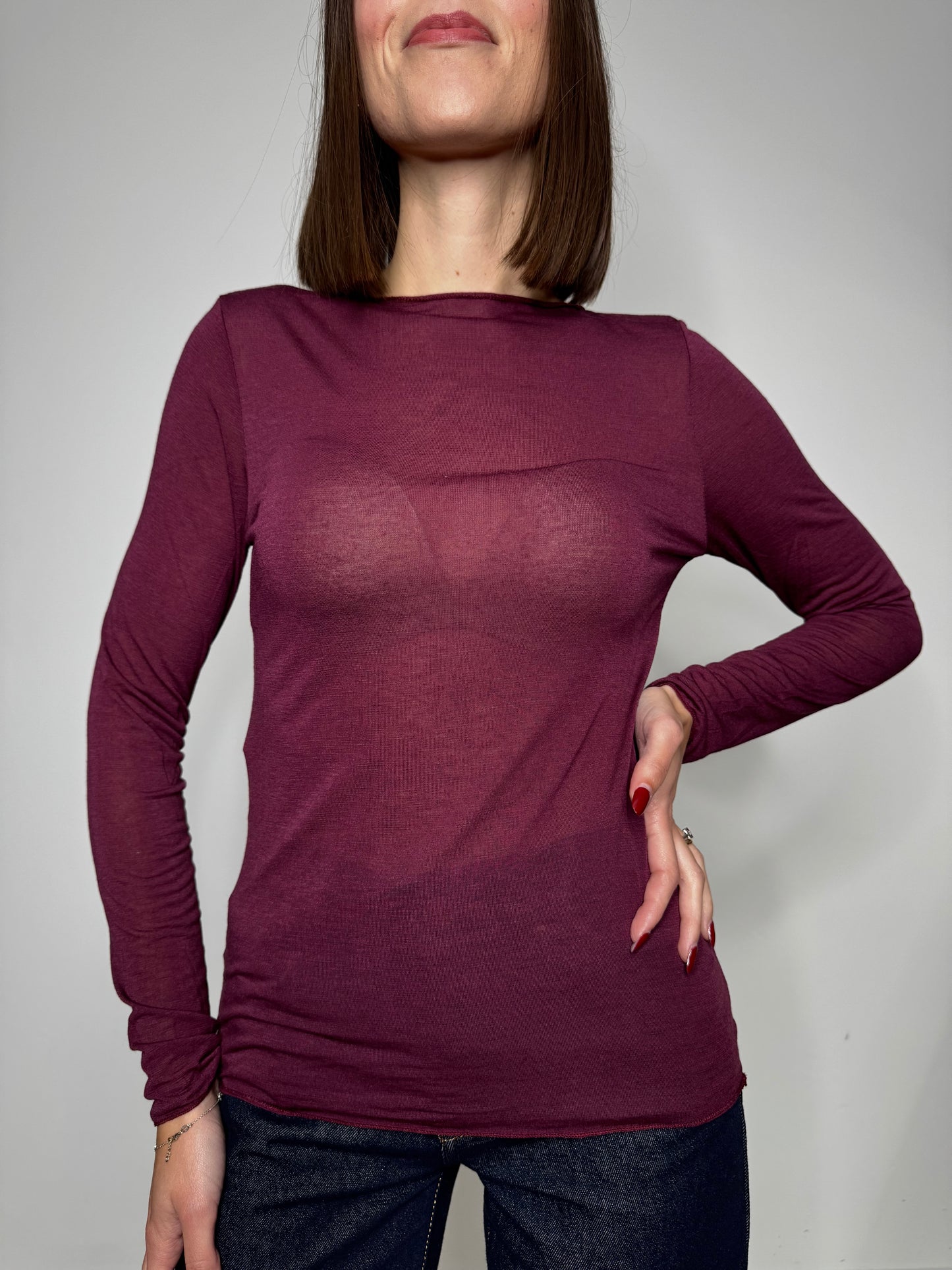 Maglia Cashmere girocollo Bordeaux