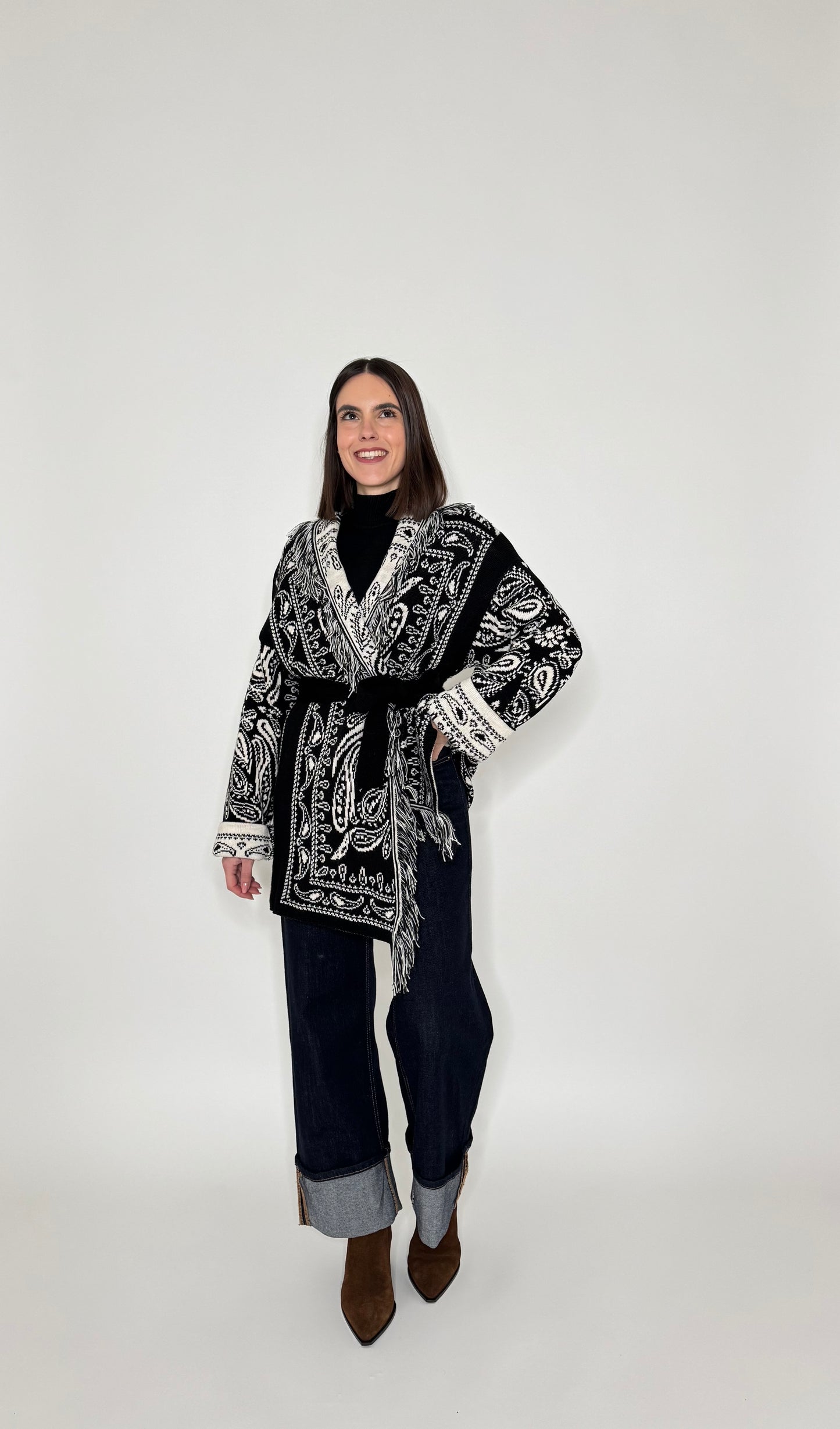 Cardigan bandana Jacquard Nero