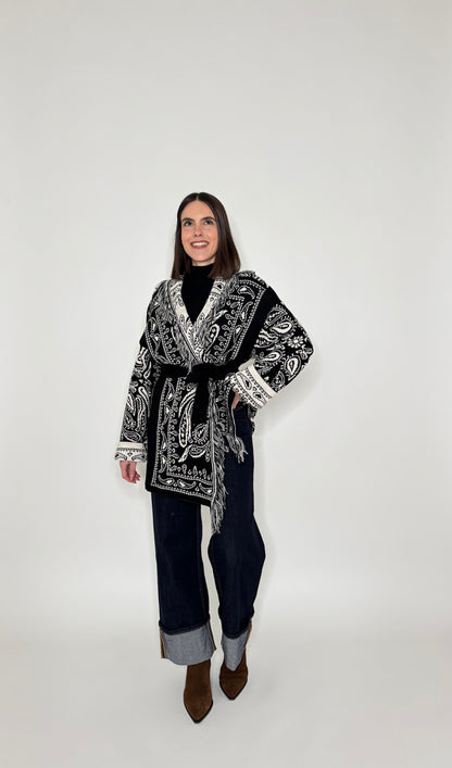 Cardigan bandana Jacquard Nero