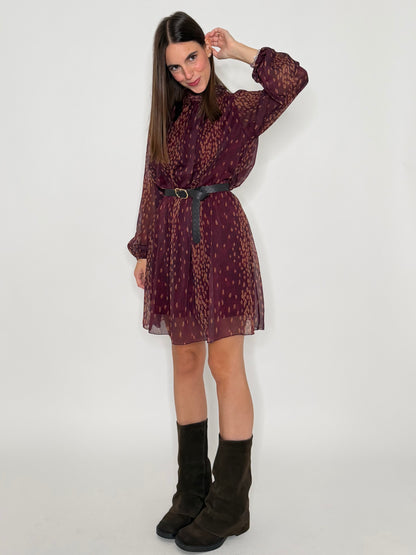 Abito stampa bambi Burgundy/ocra