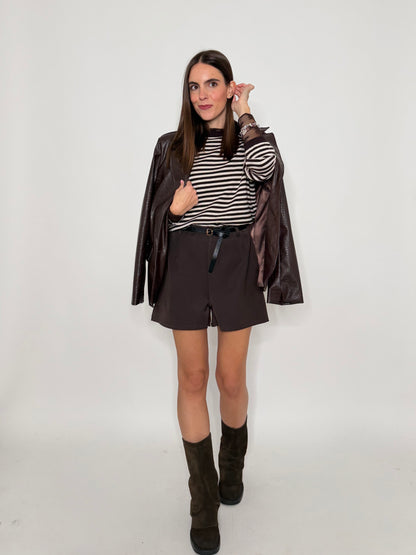 Shorts in morbida viscosa moro