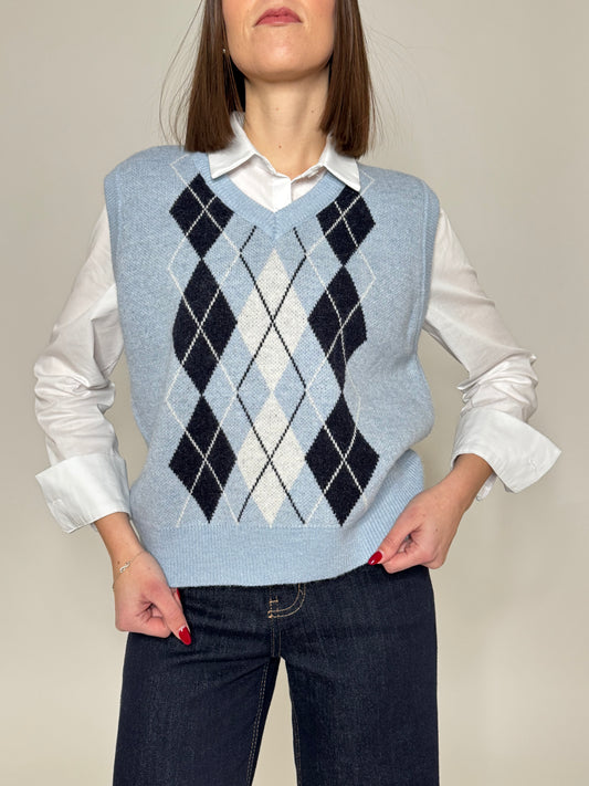 Gilet in maglia a rombi