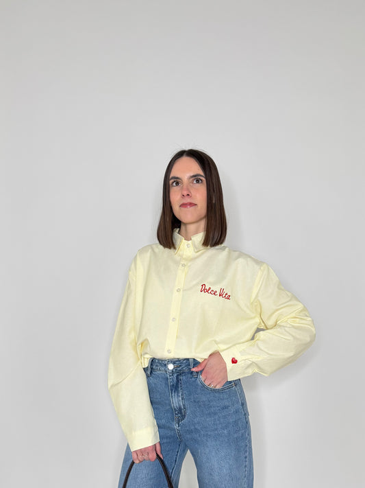 Camicia a righe Dolce vita in cotone Giallo
