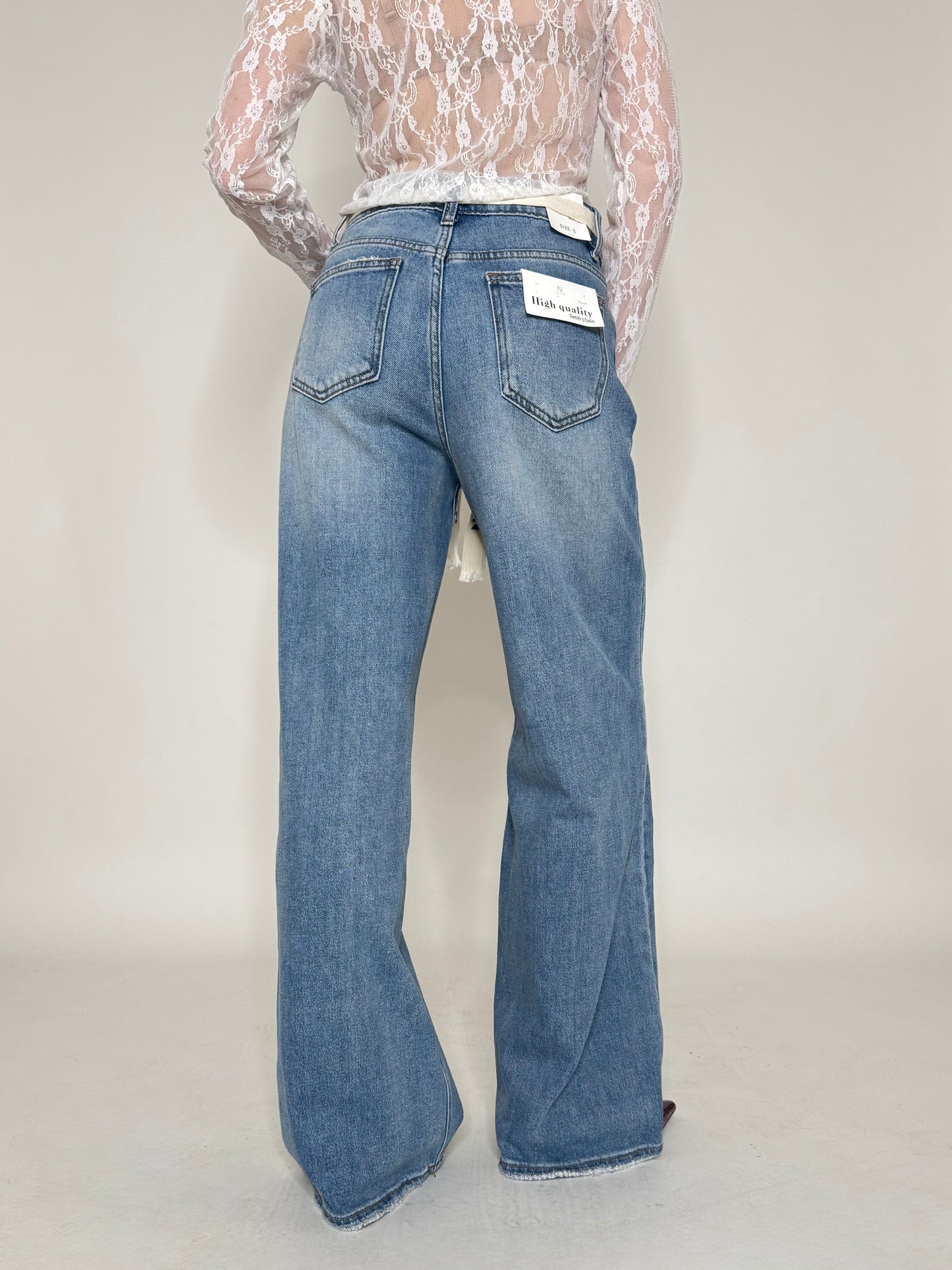 Jeans Wide leg coulisse in tessuto