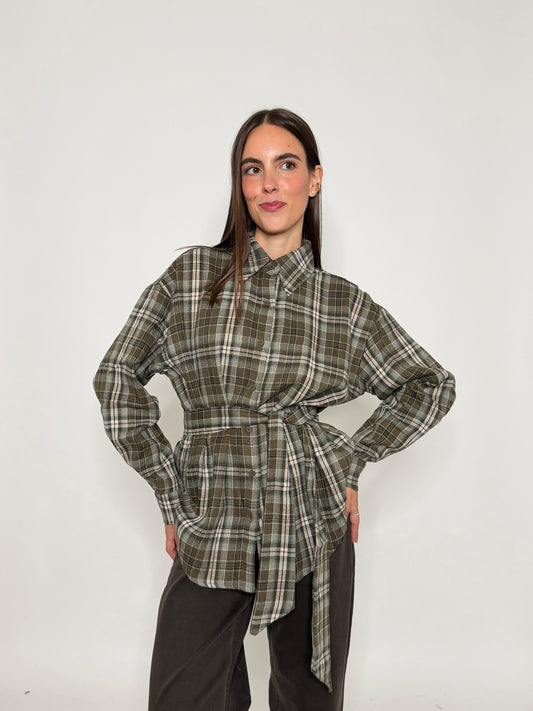 Camicia check in cotone verde
