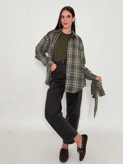 Camicia check in cotone verde