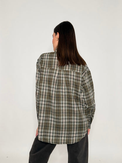 Camicia check in cotone verde