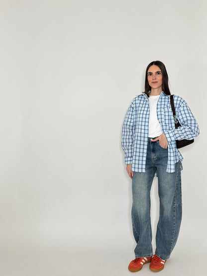Camicia in cotone a quadri Blu