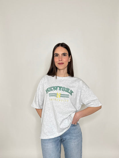 T-shirt in cotone "New York - University" Grigio