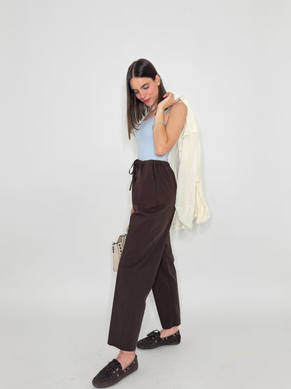 Pantalone fresco cotone Office Cioccolato
