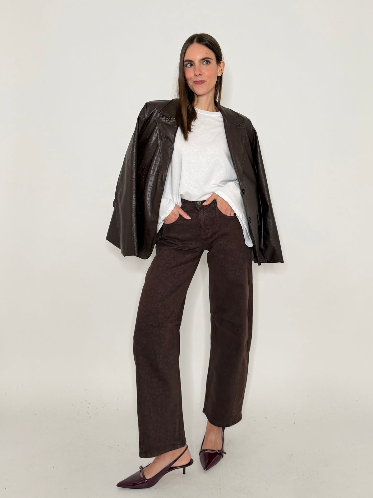 Jeans Barrell Fit leopardato