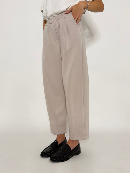 Pantalone ovetto relax fit in viscosa beige