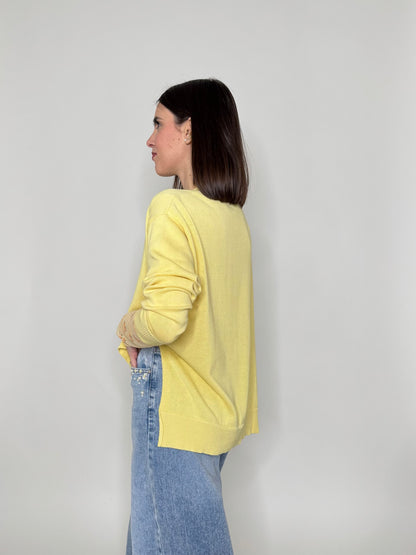 Cardigan in 100% cotone scatoletta Giallo