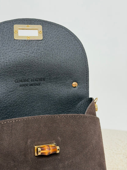 Borsa in vera pelle scamosciata