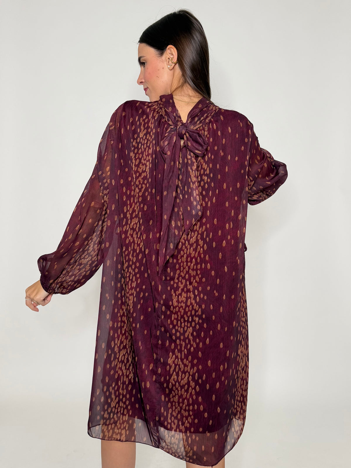 Abito stampa bambi Burgundy/ocra