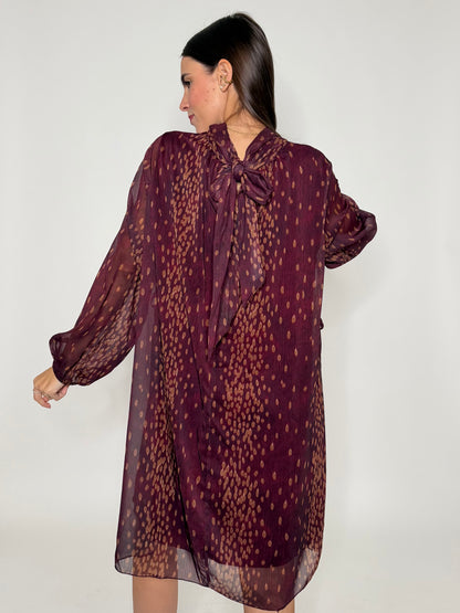 Abito stampa bambi Burgundy/ocra