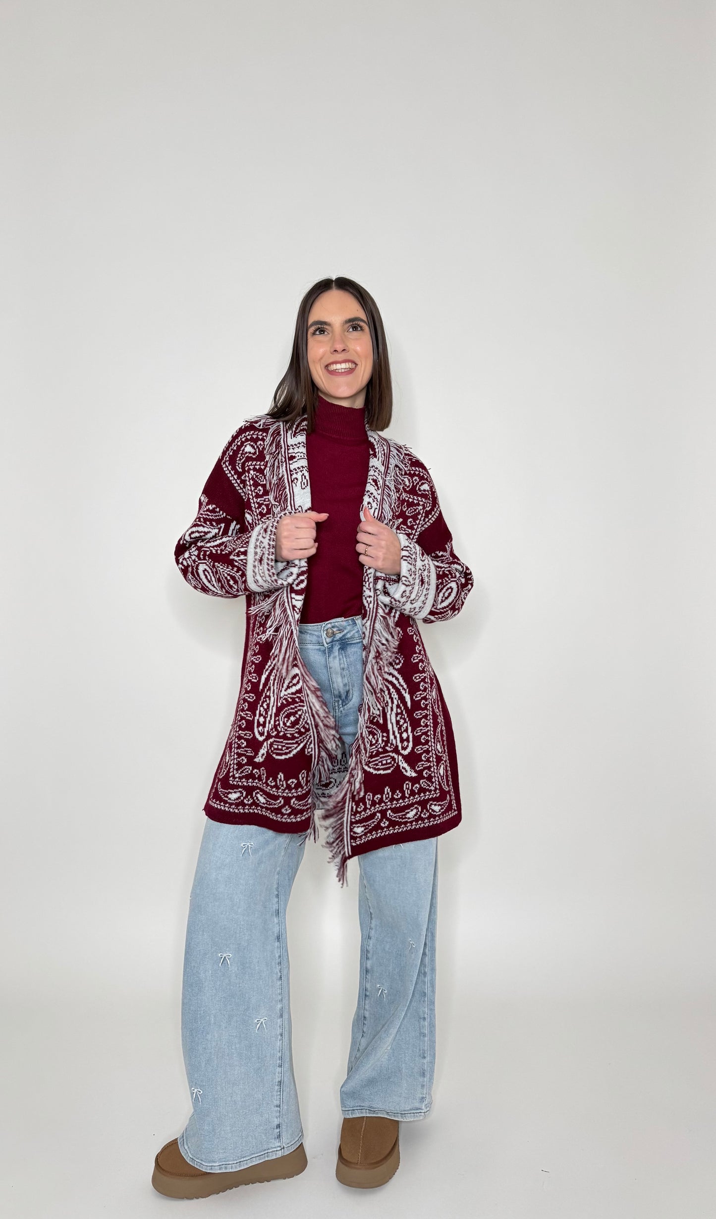 Cardigan bandana Jacquard Bordeaux