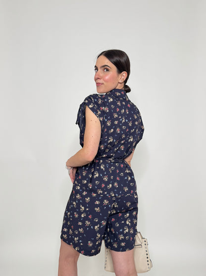 Completo Floreale Olivia Blu Navy
